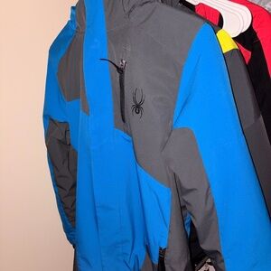 Spyder Boys Warm Vibrant Blue and Charcoal Ski Jacket